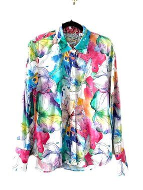 Robert Graham Priscilla Floral Print Cotton Blend Blouse